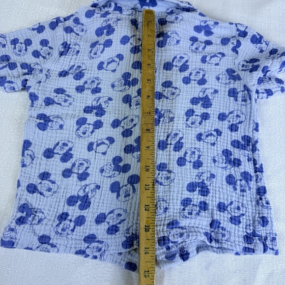 Boys Disney Collared Seersucker Button Up Short Sleeve Shirt Blue Size 5 - Picture 3 of 5